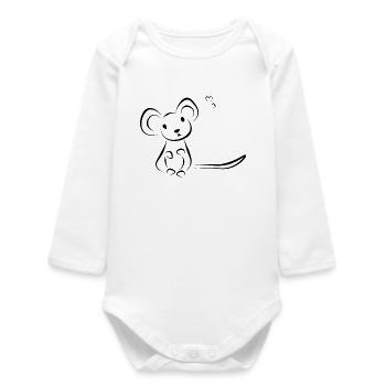 Mouse pet - Doeslief - Baby Organic Long-Sleeved Bodysuit - white - Front