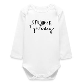 Stronger Than Yesterday - Baby Organic Langarmbody - Weiß - Vorne