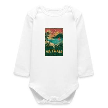 Conception de plage vintage Vietnam - Body bébé manches longues biologique - blanc - Devant