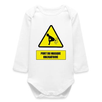 Danger pet - Body bébé manches longues biologique - blanc - Devant