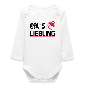 Baby Geburstag Geschenk Spruch Opas Liebling Opi - Baby Organic Langarmbody - Weiß - Vorne