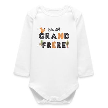 bientôt grand frère renard forêt - Body bébé manches longues biologique - blanc - Devant