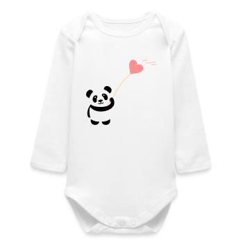 panda coeur mignon ballon ours gros gros kusch - Body bébé manches longues biologique - blanc - Devant