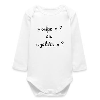 Bretagne - Crêpe ou galette ? - Body bébé manches longues biologique - blanc - Devant