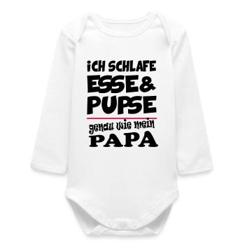Cadeau d'anniversaire de bébé Eat Sleep Pup Papa - Body bébé manches longues biologique - blanc - Devant