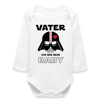 Baby Geburstag Geschenk Sprüche Vater Dad Papa - Baby Organic Langarmbody - Weiß - Vorne