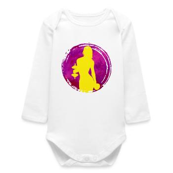 Dumbbell workout gym toning workout - Baby Organic Long-Sleeved Bodysuit - white - Front