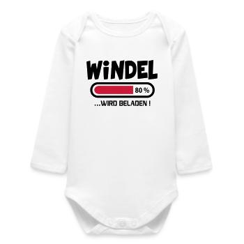 Baby Windel Geburstag Geschenk Sprüche - Baby Organic Langarmbody - Weiß - Vorne