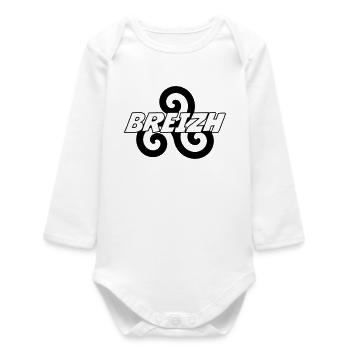 Breizh - Brittany - BZH - Baby Organic Long-Sleeved Bodysuit - white - Front