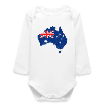 Carte du drapeau de l’Australie - Body bébé manches longues biologique - blanc - Devant