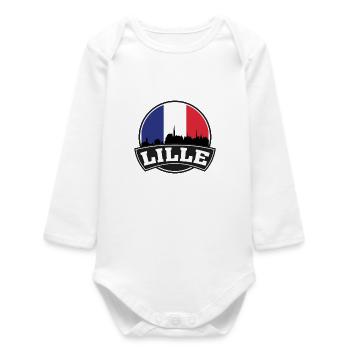 Lille France Skyline Voyage Souvenir Drapeau Français - Body bébé manches longues biologique - blanc - Devant