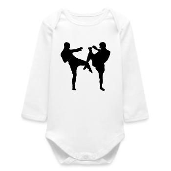 Kickboxing boxing - Baby Organic Long-Sleeved Bodysuit - white - Front