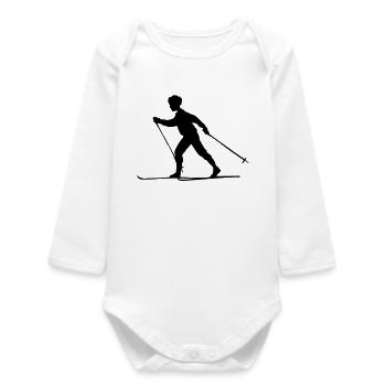 Cross country ski - Baby Organic Long-Sleeved Bodysuit - white - Front