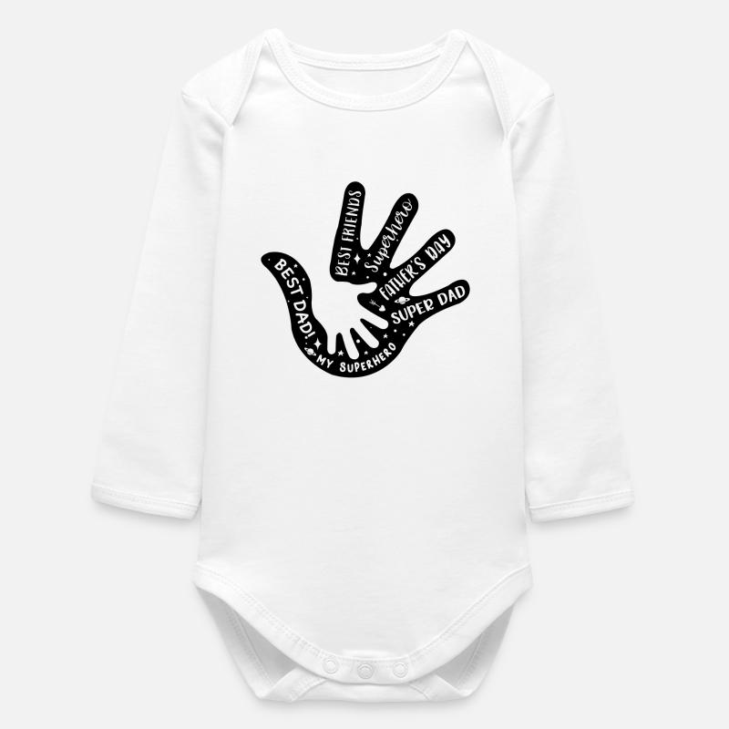 Father Hand In Hand - Baby Organic Long-Sleeved Bodysuit - white