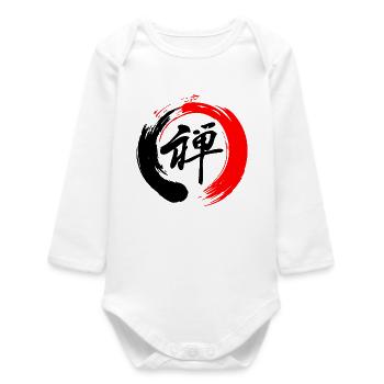 Zen enso zen circle red and black - Baby Organic Long-Sleeved Bodysuit - white - Front