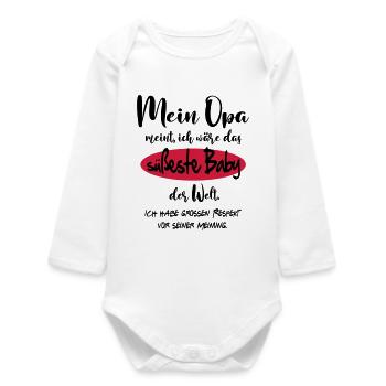 Baby Best Süss Niedlich Welt Opa Opi - Baby Organic Langarmbody - Weiß - Vorne