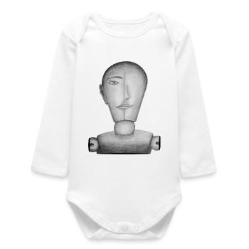 Drawing doll drawn - Baby Organic Long-Sleeved Bodysuit - white - Front