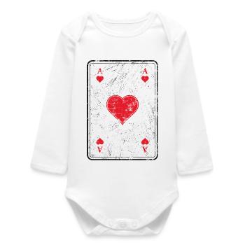 Poker et skate carte de jeux Herzass dans le look used - Body bébé manches longues biologique - blanc - Devant