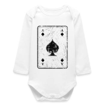 Poker et skate carte pikass dans le look used - Body bébé manches longues biologique - blanc - Devant