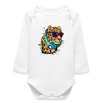 Cool Animal Headset - Baby Organic Long-Sleeved Bodysuit - white - Front