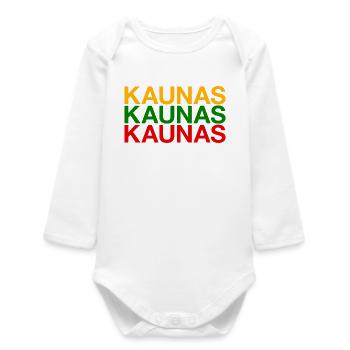 KAUNAS Lithuania Flag Litauen - Baby Organic Long-Sleeved Bodysuit - white - Front
