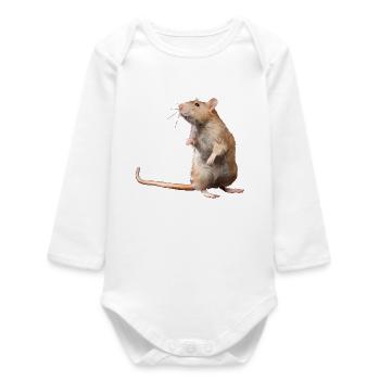 Maus - Baby Organic Langarmbody - Weiß - Vorne