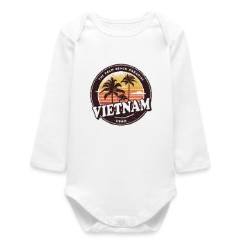 Vietnam Vintage Beach Design / Idée cadeau - Body bébé manches longues biologique - blanc - Devant