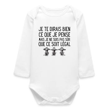 je te dirais bien ce que je pense - Humour noir - Body bébé manches longues biologique - blanc - Devant