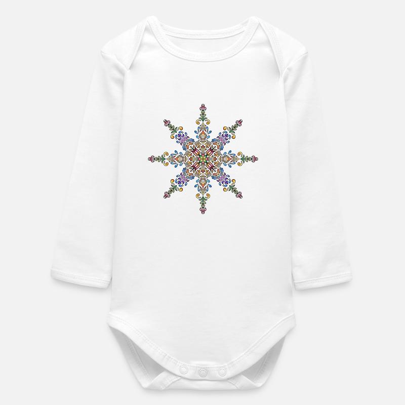 Mandala | Bunt | Leben | Geschenkidee - Baby Organic Langarmbody - Weiß