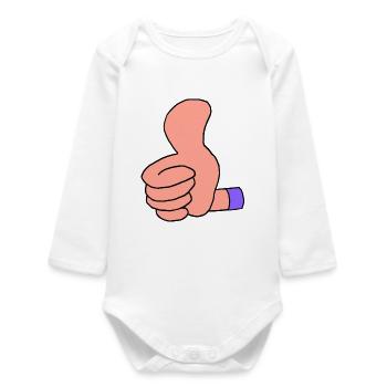 Pouce vers le haut (manche violette) - Body bébé manches longues biologique - blanc - Devant