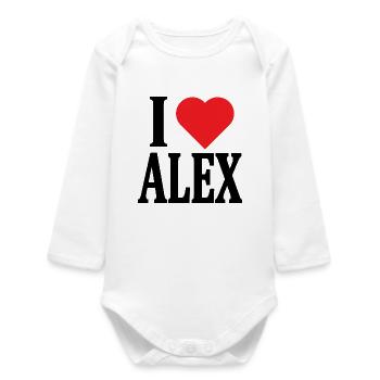 t-shirt I love Alex t-shirt I love Alex - Baby Organic Long-Sleeved Bodysuit - white - Front