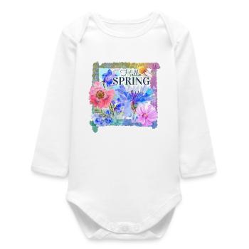 Fleurs de printemps | bonjour le printemps - Body bébé manches longues biologique - blanc - Devant