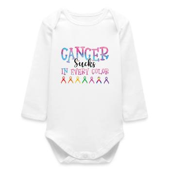 Sensibilisation au cancer Le cancer aspire toutes les couleurs - Body bébé manches longues biologique - blanc - Devant