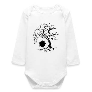 Baum des Lebens schwarze Sonne und Mond - Baby Organic Langarmbody - Weiß - Vorne