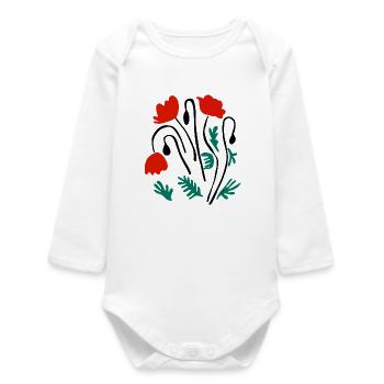 Coquelicots Matisse inspiré - Body bébé manches longues biologique - blanc - Devant