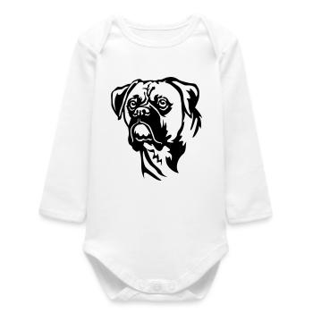 Boxer Head - Baby Organic Long-Sleeved Bodysuit - white - Front