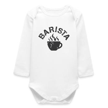 Barista symbol for coffee, friends and fans Gastro - Baby Organic Long-Sleeved Bodysuit - white - Front