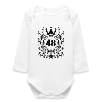 48 - Jahrgang Jahr Geburtsjahr 1948 - Baby Organic Langarmbody - Weiß - Vorne