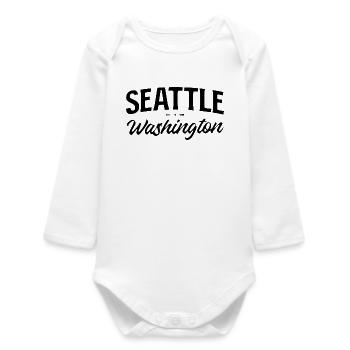 Seattle Washington Vintage Lettering - Baby Organic Long-Sleeved Bodysuit - white - Front