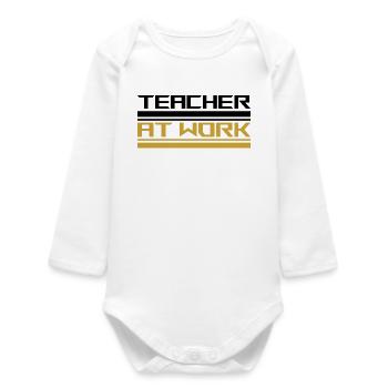 Teacher at work black - Baby Organic Long-Sleeved Bodysuit - white - Front