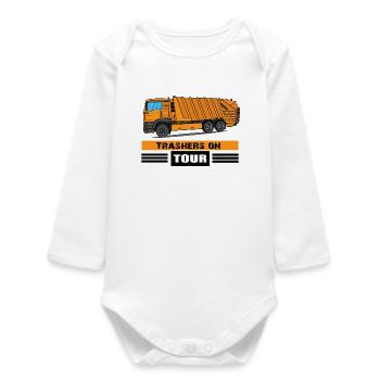 Müllauto Müllwagen Berufe Müllmann Müllabfuhr - Baby Organic Langarmbody - Weiß - Vorne