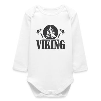 viking wikinger Symbol Axt Symbol Feuer Grafik - Baby Organic Langarmbody - Weiß - Vorne