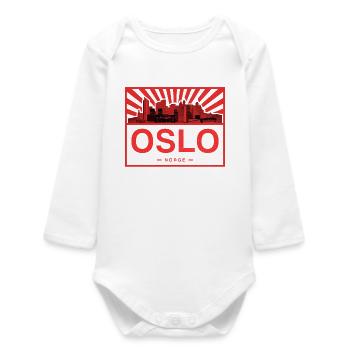 Oslo Skyline Rouge Noir - Body bébé manches longues biologique - blanc - Devant