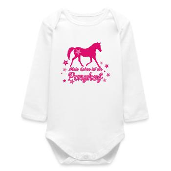 Mein Leben ist ein Ponyhof - Baby Organic Langarmbody - Weiß - Vorne