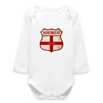 Birkenhead England Coat of Arms - Baby Organic Long-Sleeved Bodysuit - white - Front