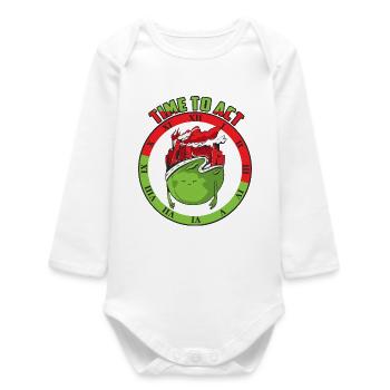 Climate change, time to act - Baby Organic Long-Sleeved Bodysuit - white - Front