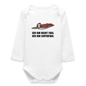 Mammal Humorous Zoo Sloth Statement Lazy - Baby Organic Long-Sleeved Bodysuit - white - Front