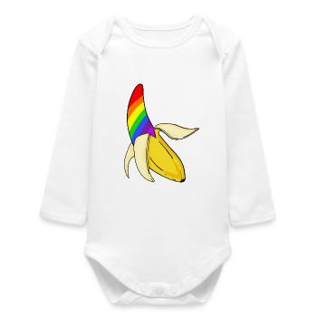 Gay Pride LGBT Rainbow Banana - Body bébé manches longues biologique - blanc - Devant