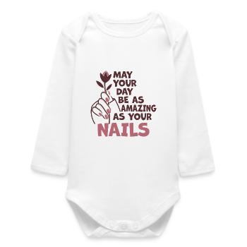 May Your Day Be As Amazing Nail Aunt - Baby Organic Long-Sleeved Bodysuit - white - Front