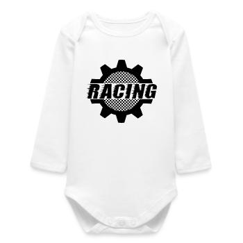 Racing - Roue dentée de sport automobile - Vitre automatique de voiture - Body bébé manches longues biologique - blanc - Devant